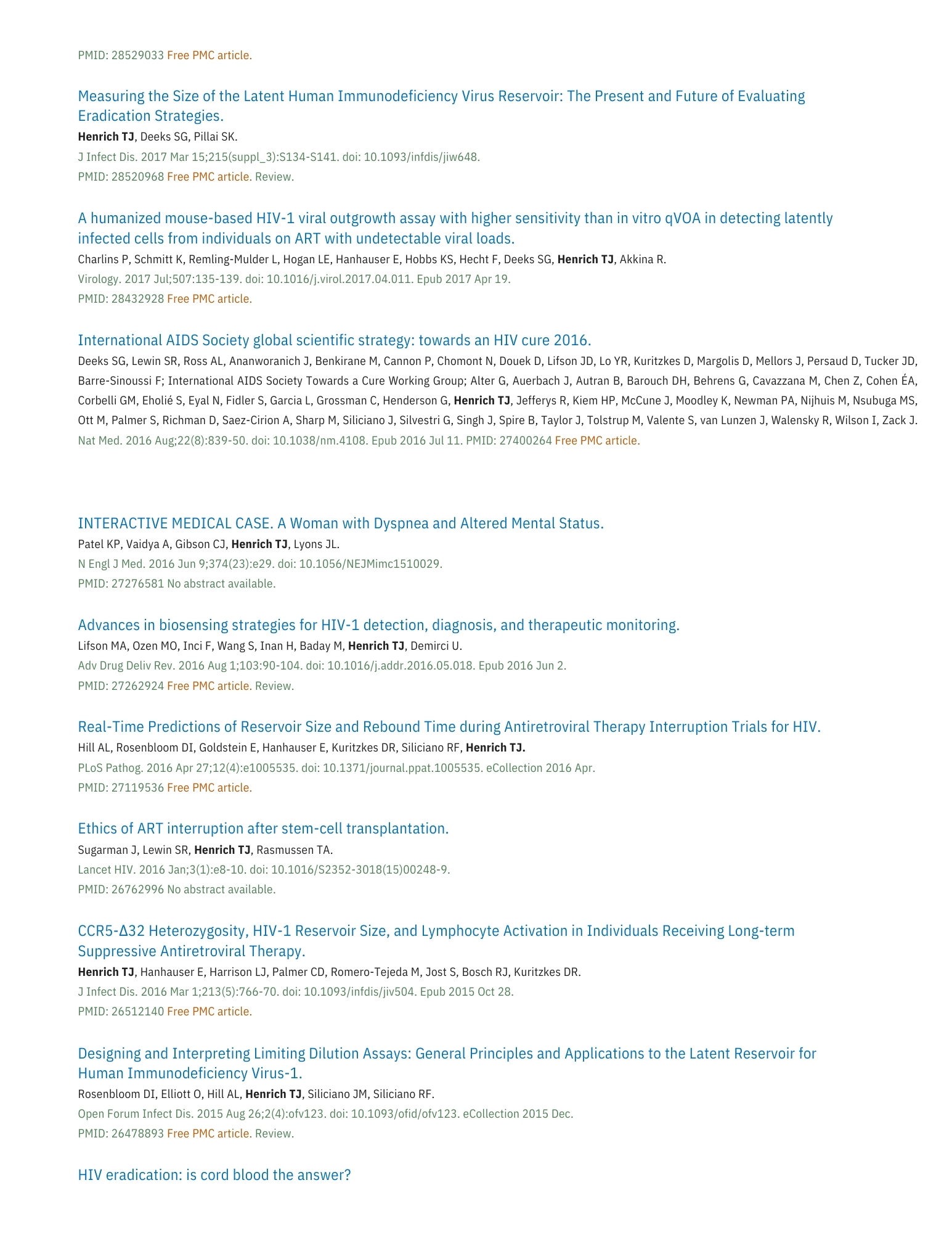 Henrich TJ PubMed Publications Page 14